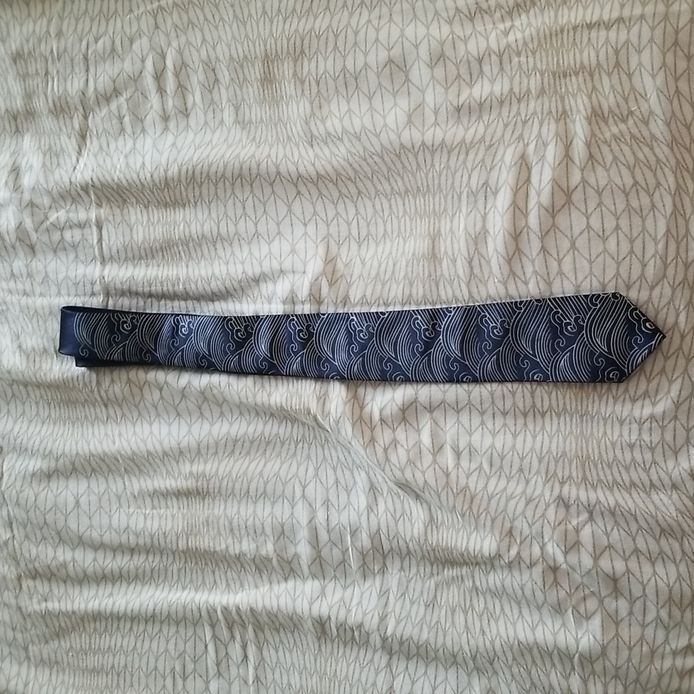 Blue Japanese Waves Tie. Cyberoptix in Detroit.